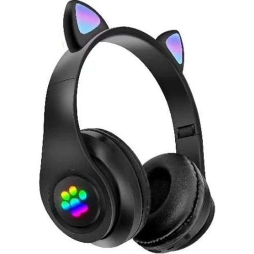 Stn28 Işıklı Kedi Bluetooth ( Kablosuz ) Kulaklık Siyah